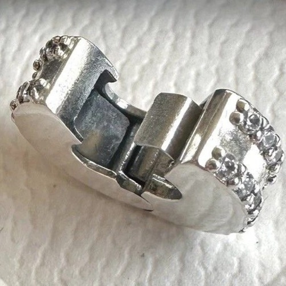 Pandora Sparkling Pave Lines Clip Charm Sterling Silver Clear CZ 791817CZ - Picture 5 of 5